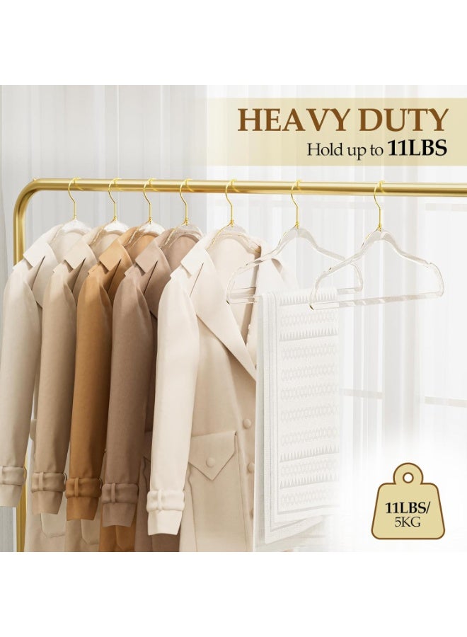 FAYET 20 Pack Clear Acrylic Hangers with Gold Glitter, Ultra-Slim Space-Saving Design, Durable Non-Slip Hangers for Coats, Pants, Shirts, Dresses, and Suits - Image 5